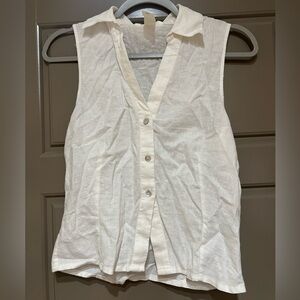 H&M Cream Sleeveless Button-Down Shirt